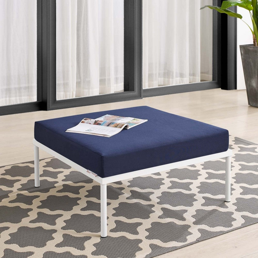 Harmony Sunbrella Outdoor Patio Aluminum Ottoman, Navy