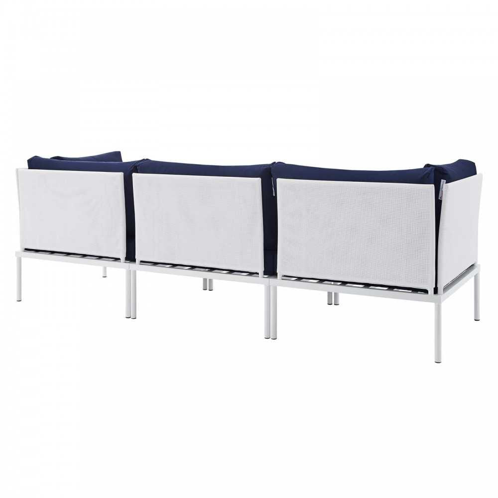 Harmony Sunbrella Outdoor Patio Aluminum Sofa, White Navy