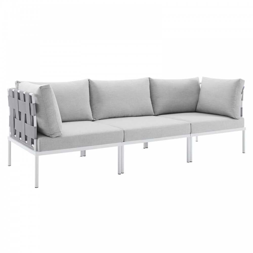 Harmony Sunbrella Outdoor Patio Aluminum Sofa, Gray Gray