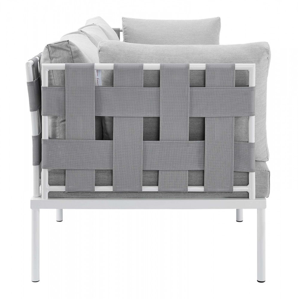 Harmony Sunbrella Outdoor Patio Aluminum Sofa, Gray Gray