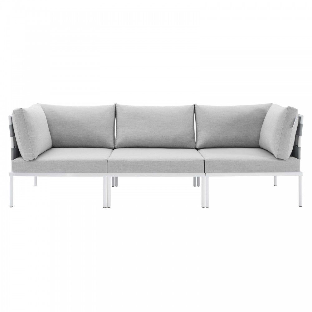 Harmony Sunbrella Outdoor Patio Aluminum Sofa, Gray Gray