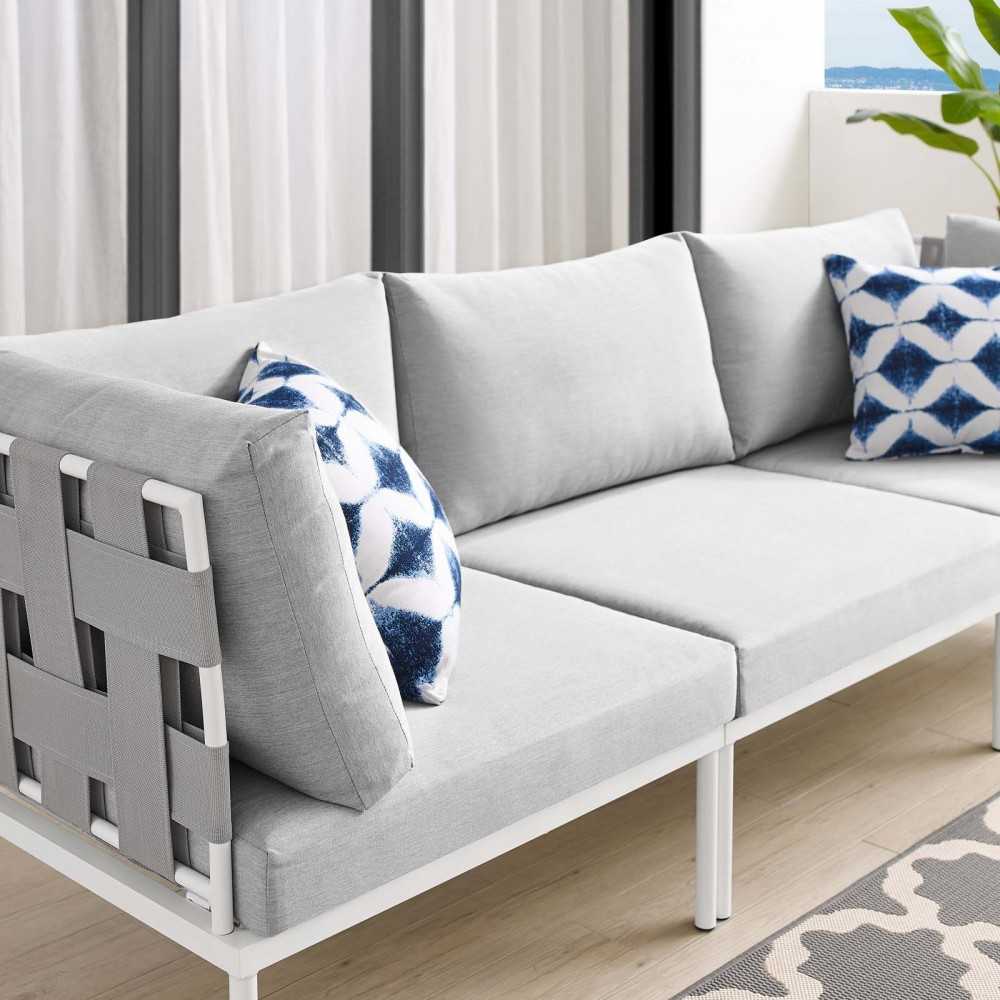 Harmony Sunbrella Outdoor Patio Aluminum Sofa, Gray Gray