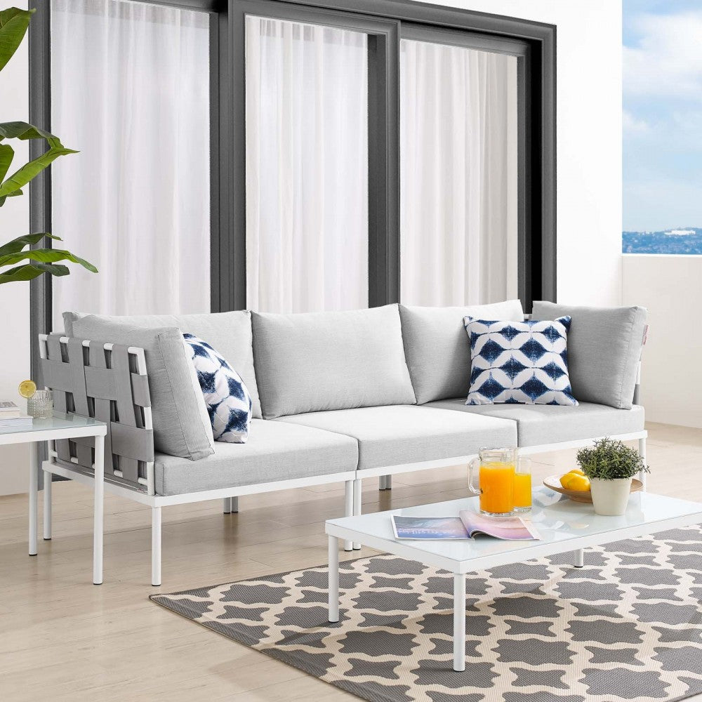 Harmony Sunbrella Outdoor Patio Aluminum Sofa, Gray Gray