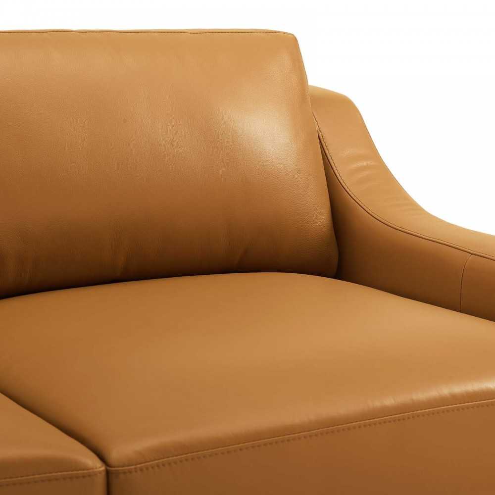 Harness Stainless Steel Base Leather Armchair, Tan