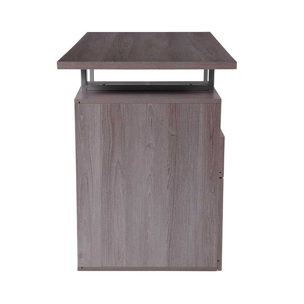 Harwood Light Ash Wood Grain Finish Computer Desk with Two Drawers and Silver Metal Frame