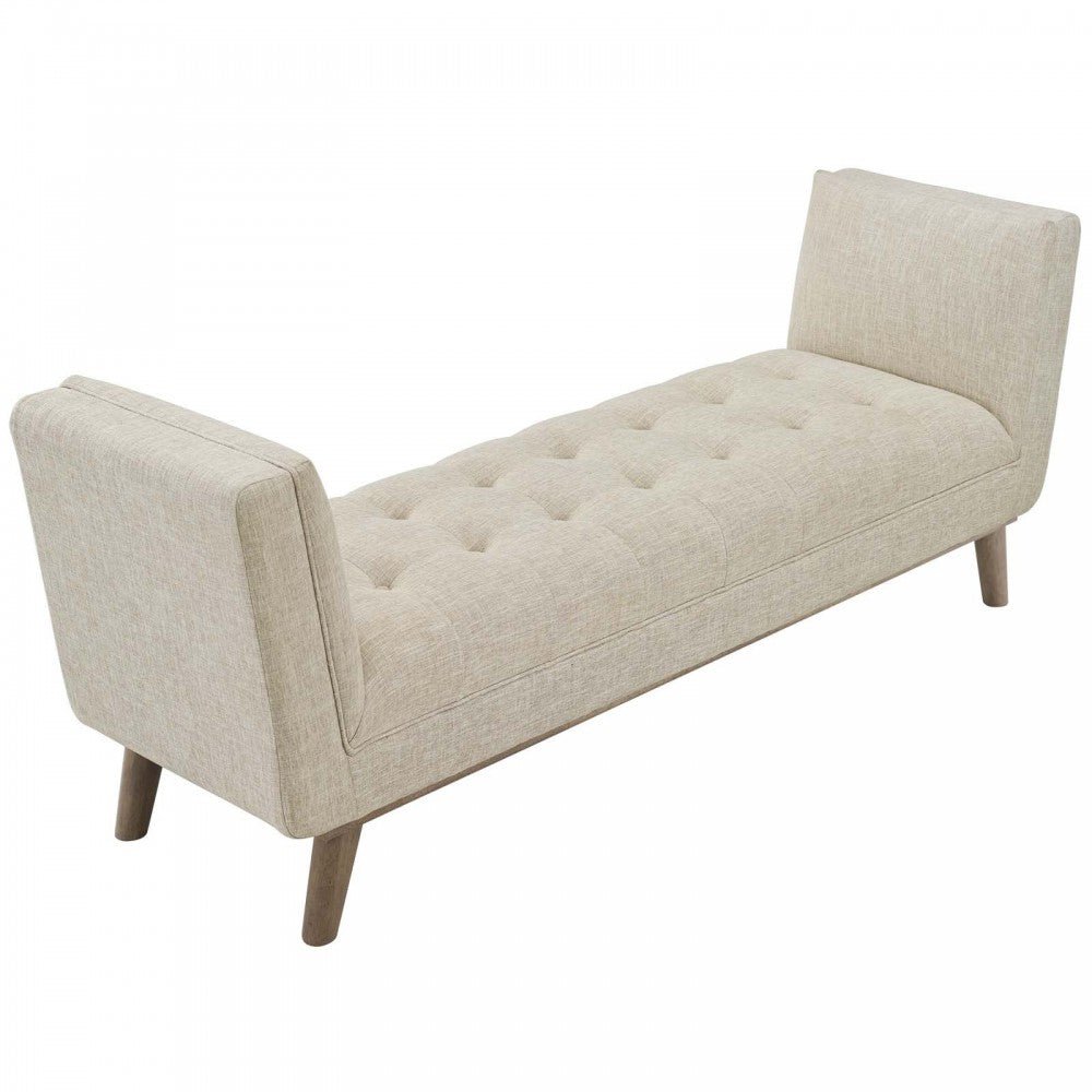 Haven Tufted Button Upholstered Fabric Accent Bench, Beige