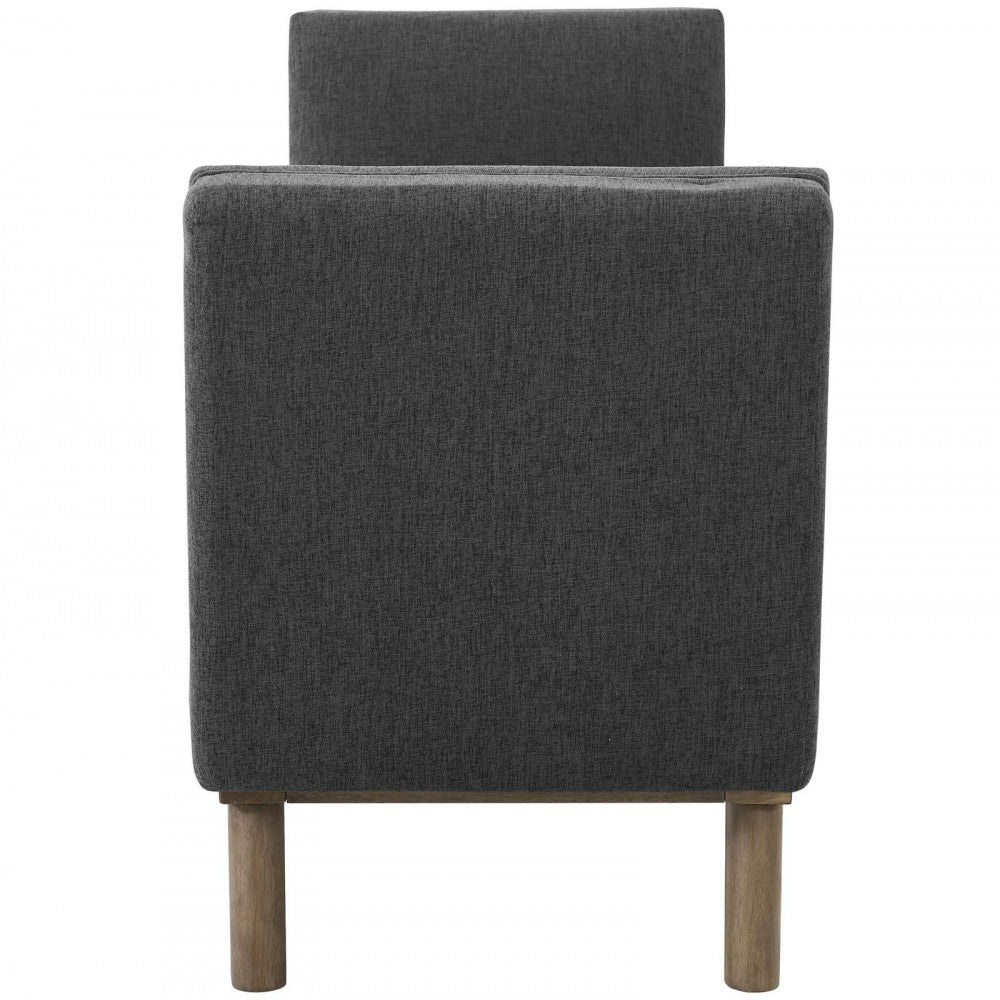 Haven Tufted Button Upholstered Fabric Accent Bench, Gray