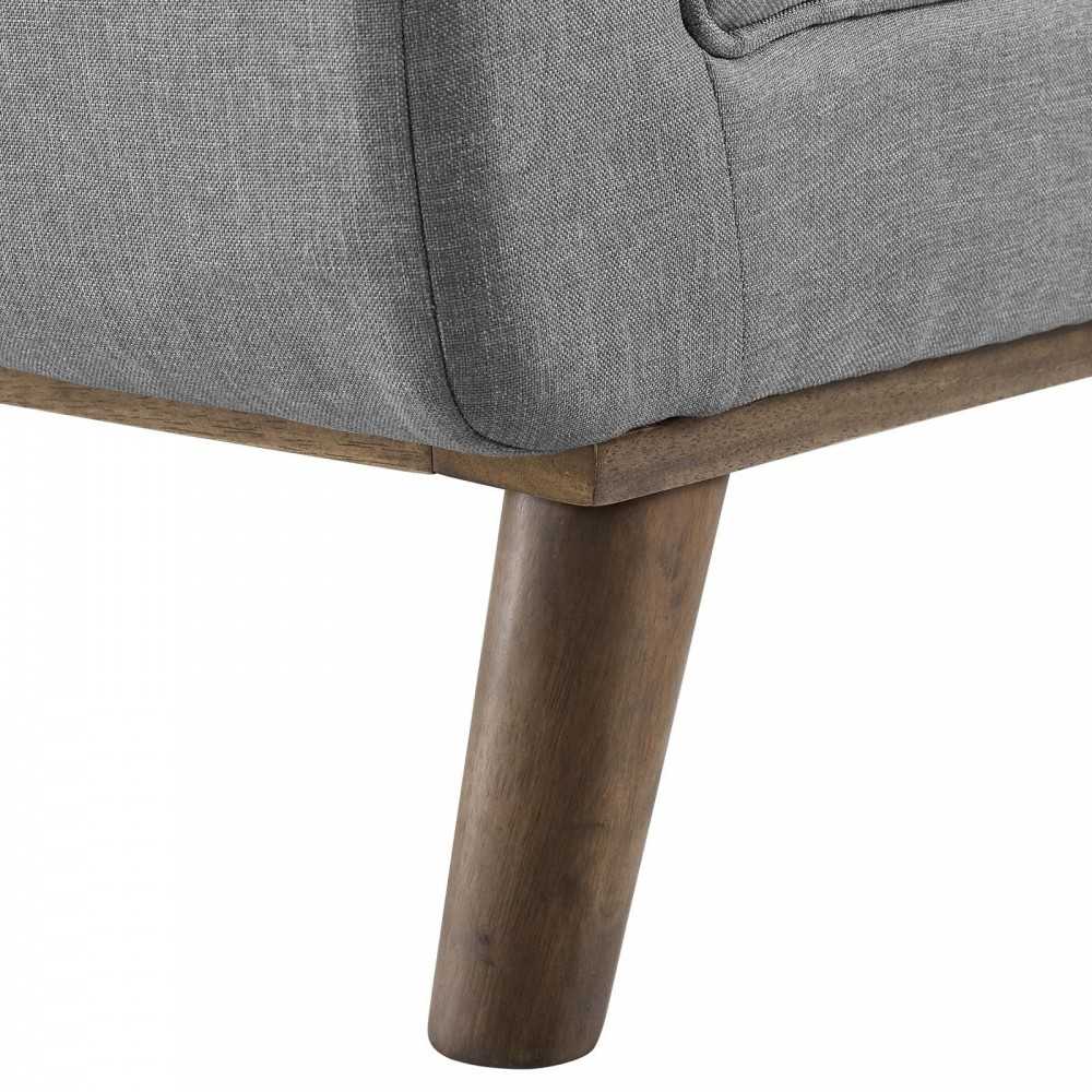 Haven Tufted Button Upholstered Fabric Accent Bench, Light Gray