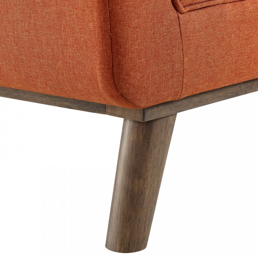 Haven Tufted Button Upholstered Fabric Accent Bench, Orange