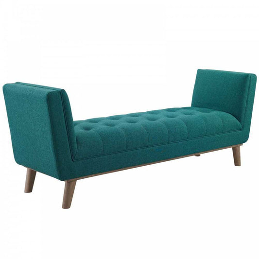 Haven Tufted Button Upholstered Fabric Accent Bench, Teal