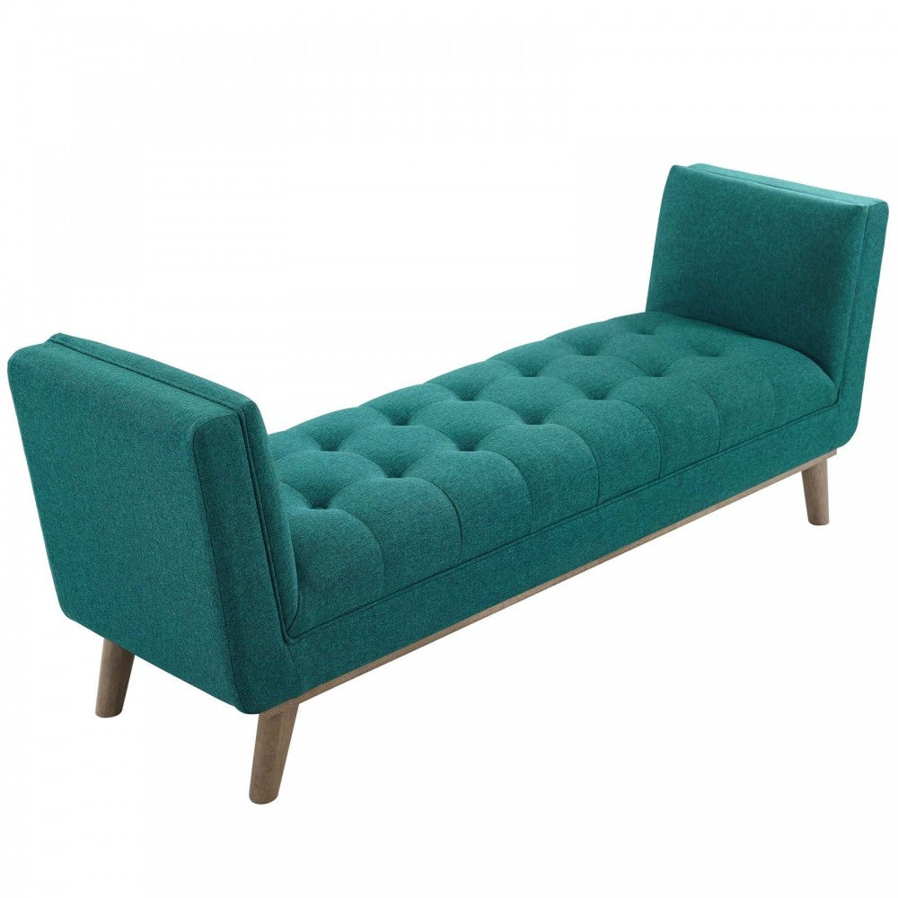 Haven Tufted Button Upholstered Fabric Accent Bench, Teal
