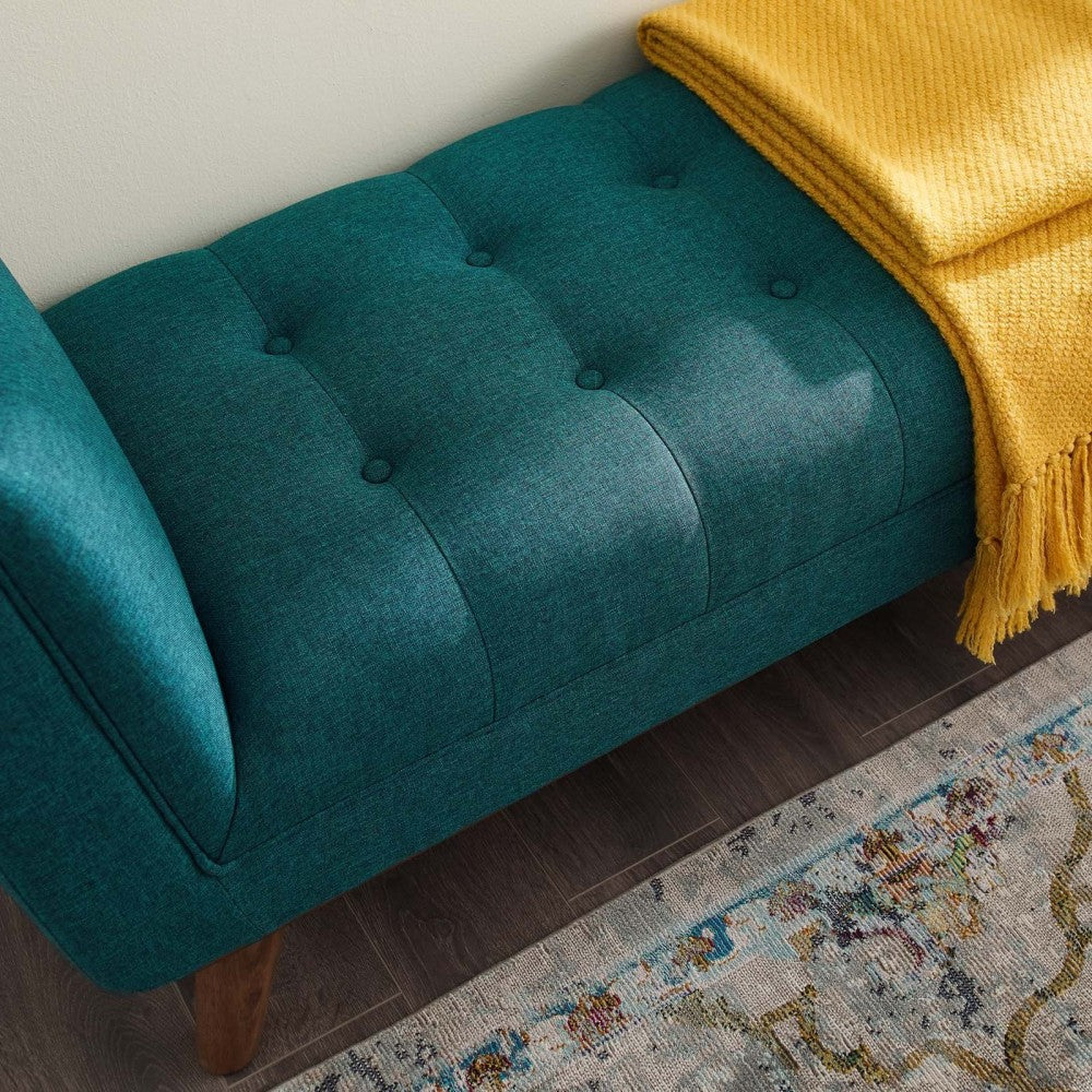 Haven Tufted Button Upholstered Fabric Accent Bench, Teal