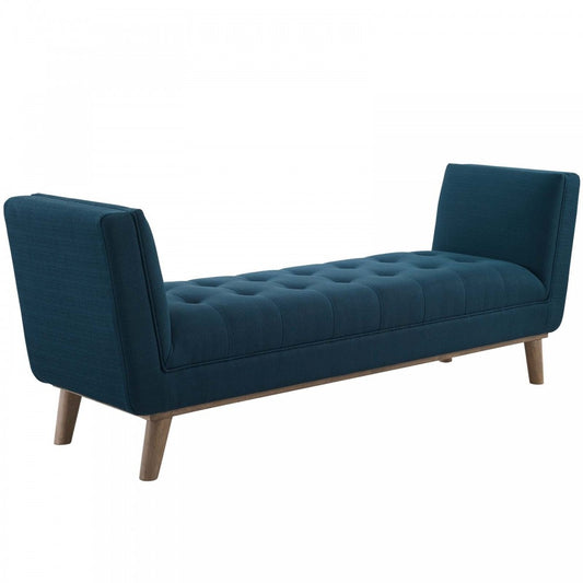 Haven Tufted Button Upholstered Fabric Accent Bench, Azure
