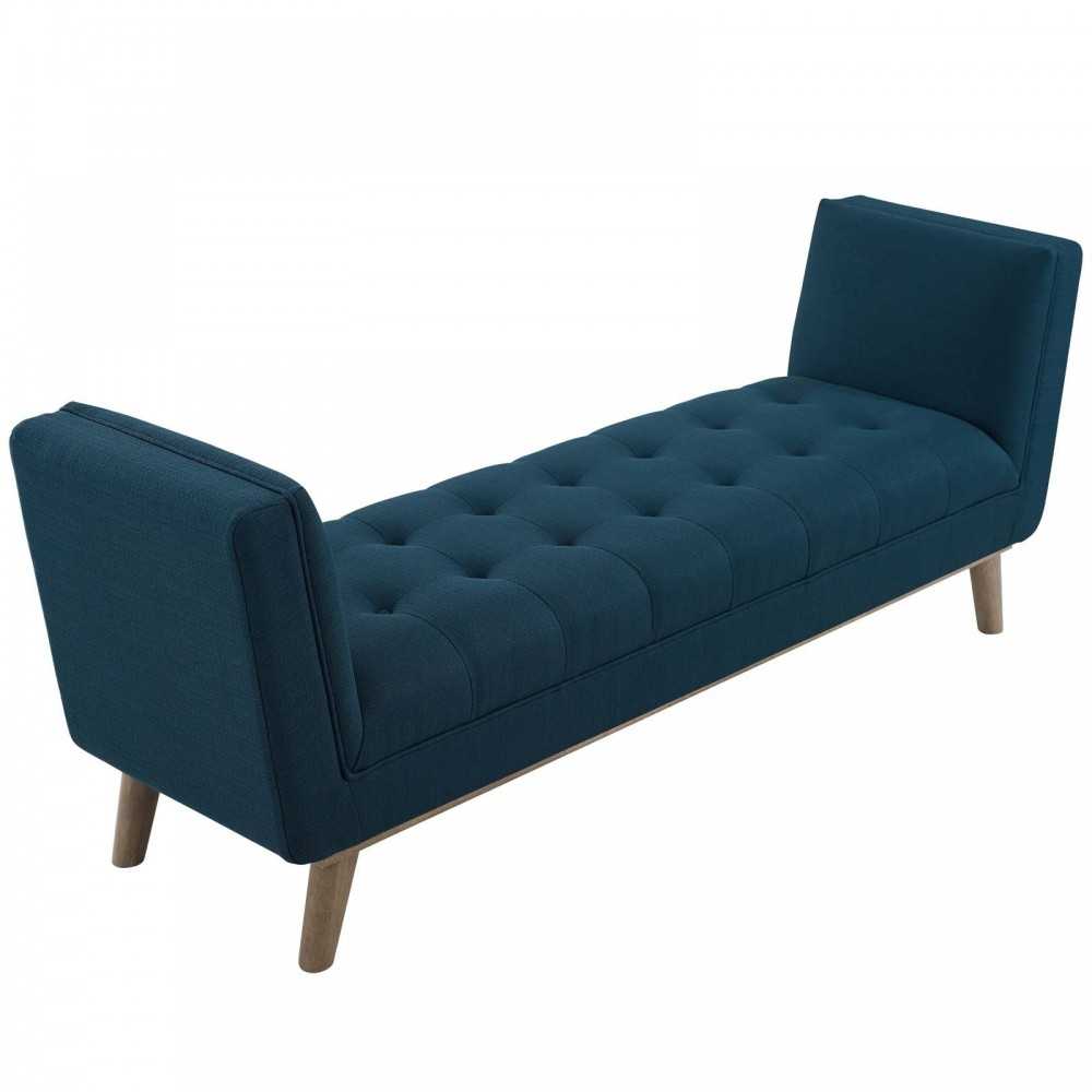 Haven Tufted Button Upholstered Fabric Accent Bench, Azure