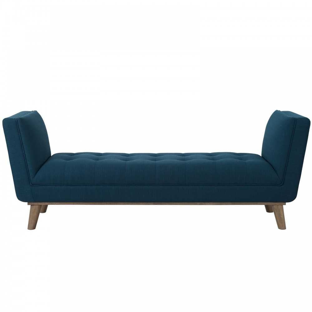 Haven Tufted Button Upholstered Fabric Accent Bench, Azure