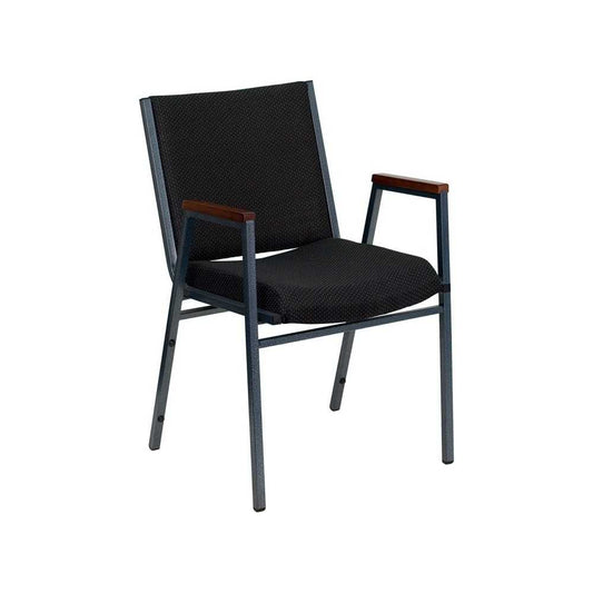 Heavy Duty Black Dot Fabric Stack Chair with Arms