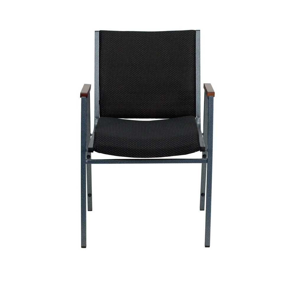 Heavy Duty Black Dot Fabric Stack Chair with Arms