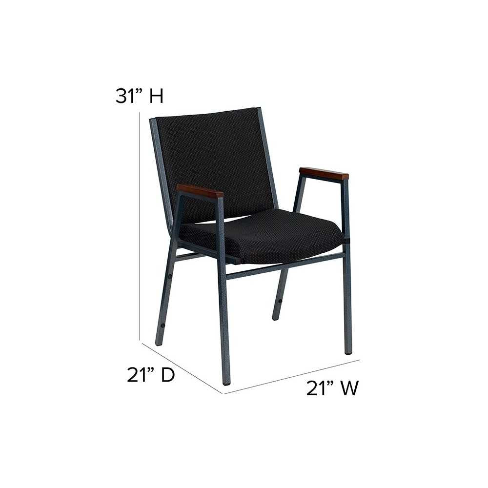 Heavy Duty Black Dot Fabric Stack Chair with Arms