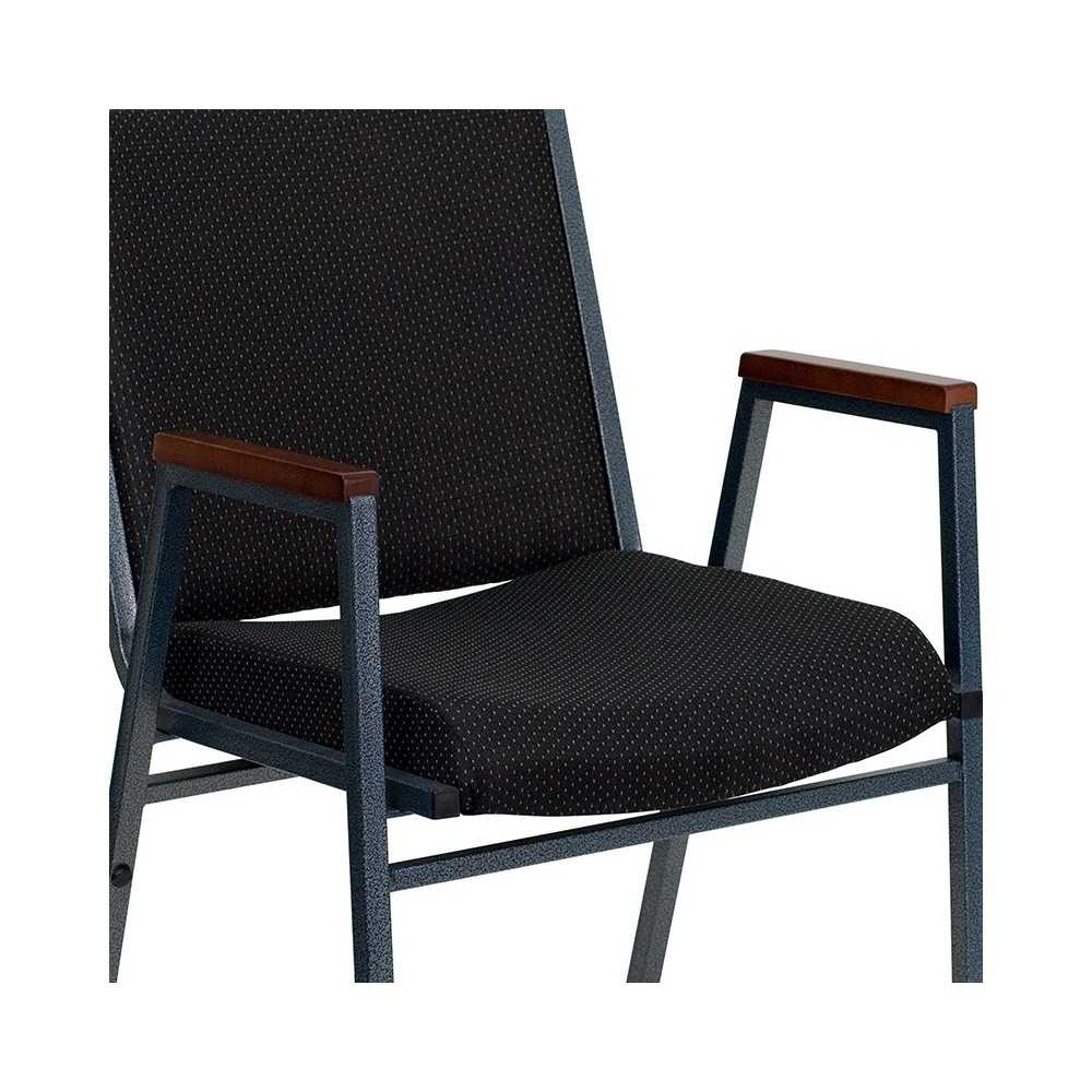 Heavy Duty Black Dot Fabric Stack Chair with Arms