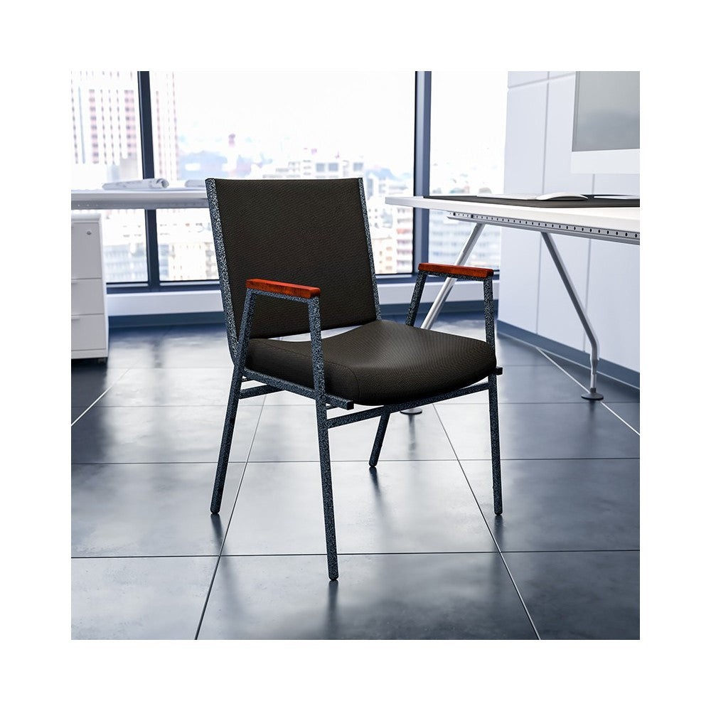 Heavy Duty Black Dot Fabric Stack Chair with Arms