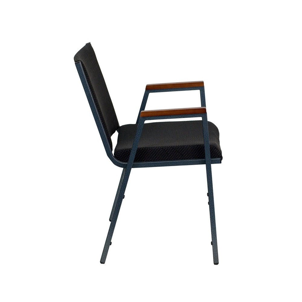 Heavy Duty Black Dot Fabric Stack Chair with Arms
