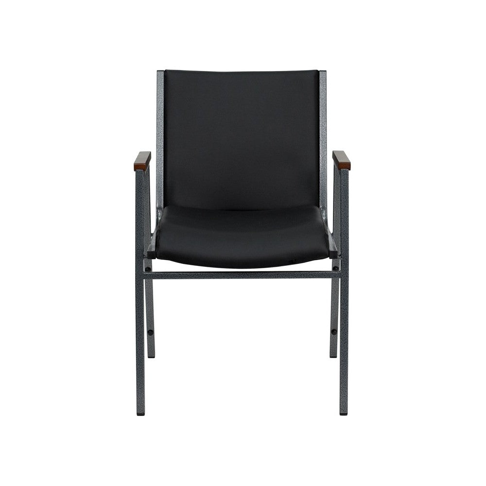 Heavy Duty Black Vinyl Stack Chair with Arms