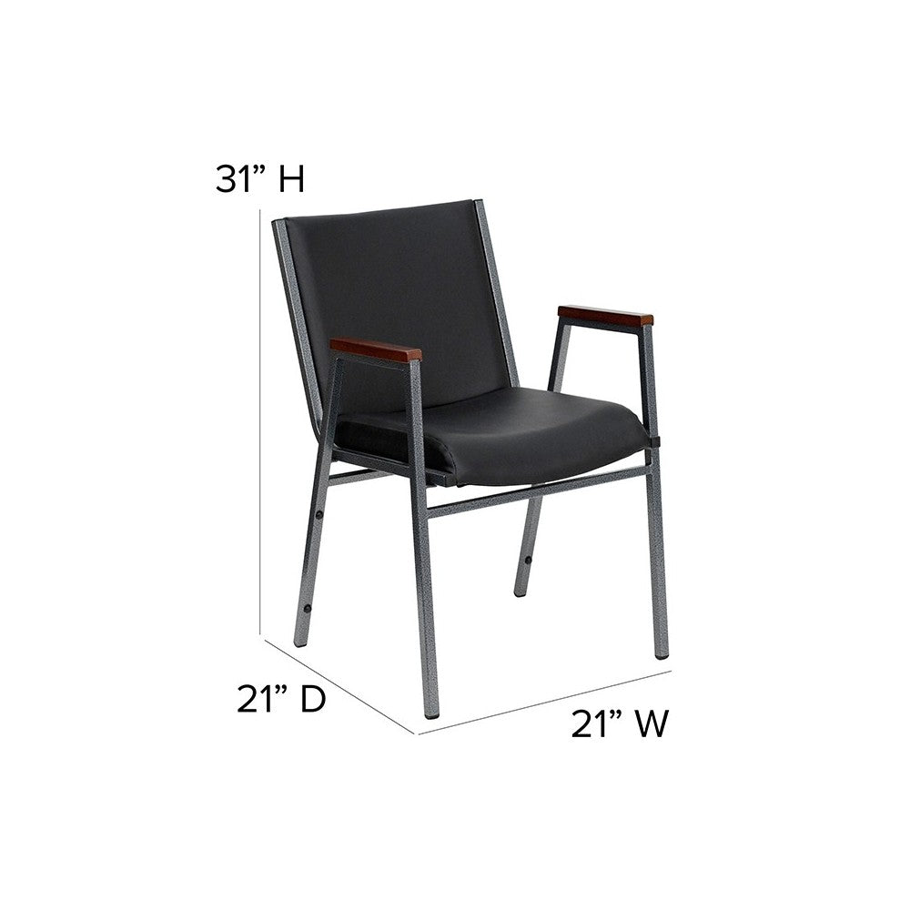 Heavy Duty Black Vinyl Stack Chair with Arms