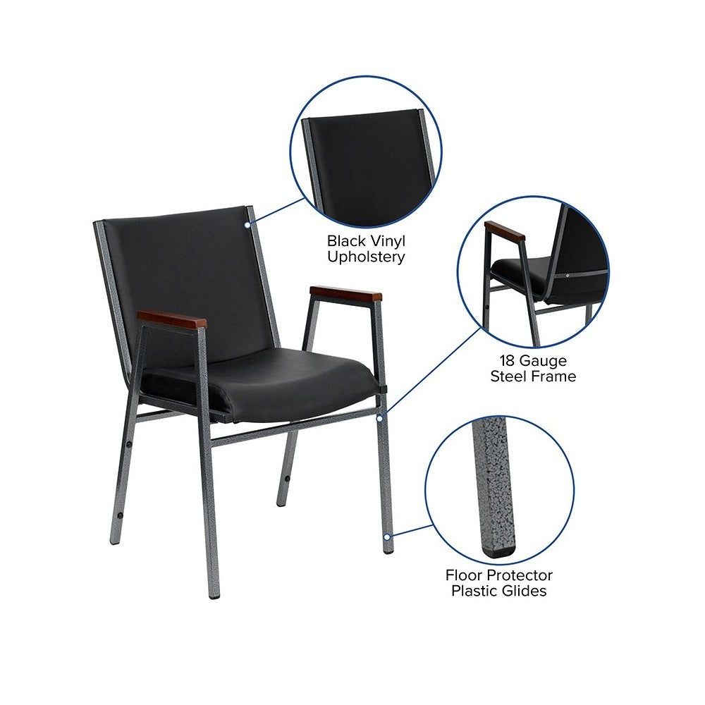 Heavy Duty Black Vinyl Stack Chair with Arms