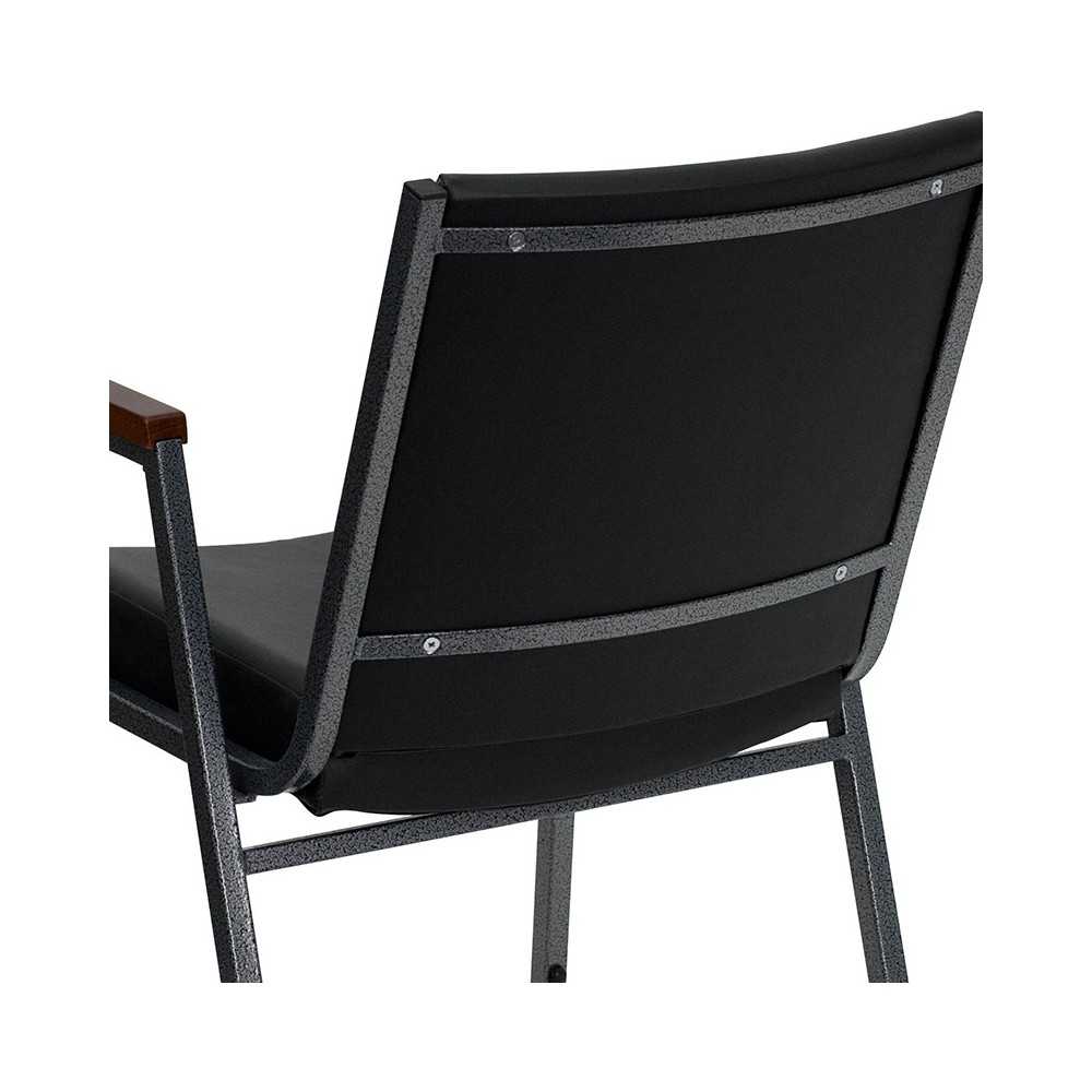 Heavy Duty Black Vinyl Stack Chair with Arms