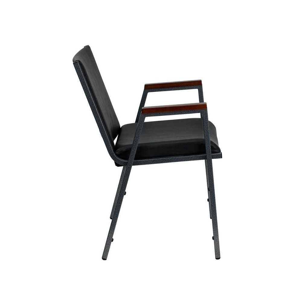 Heavy Duty Black Vinyl Stack Chair with Arms
