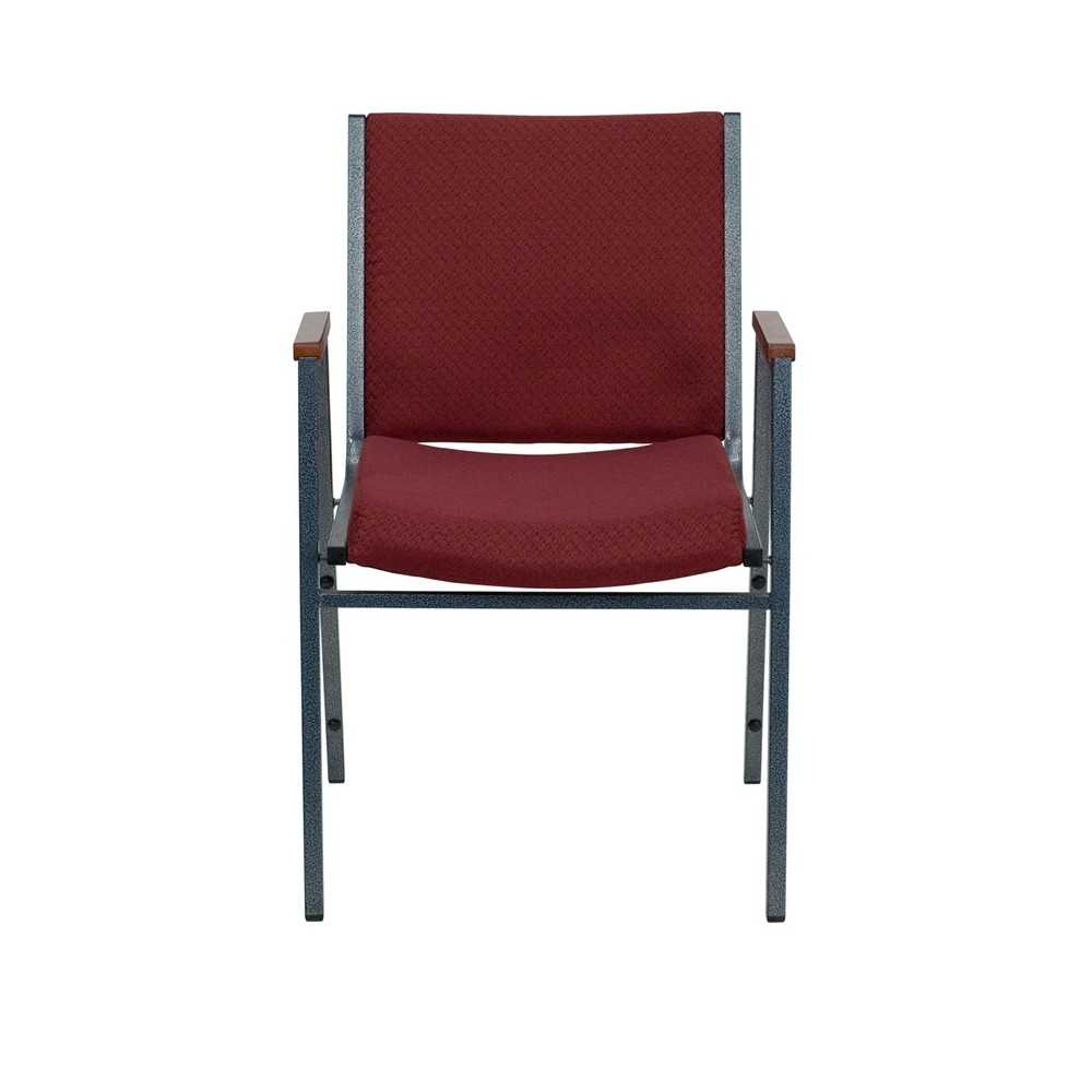 Heavy Duty Burgundy Patterned Fabric Stack Chair with Arms