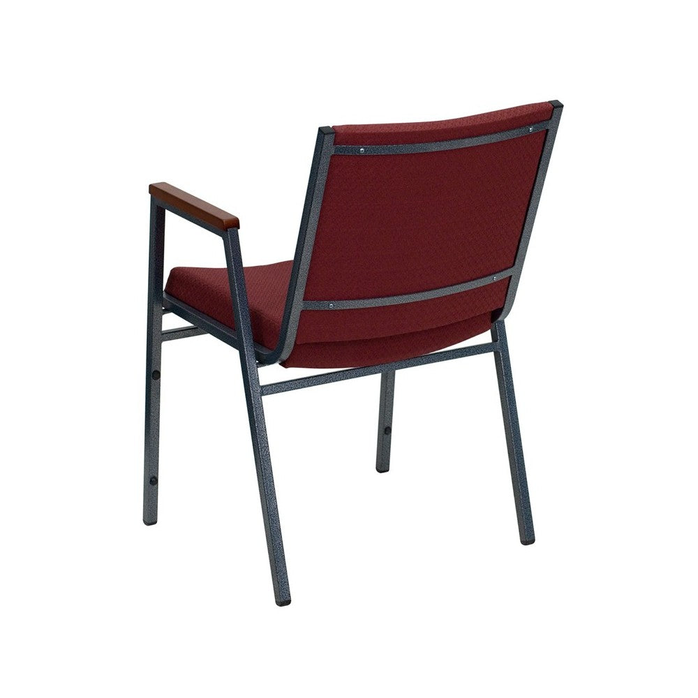 Heavy Duty Burgundy Patterned Fabric Stack Chair with Arms