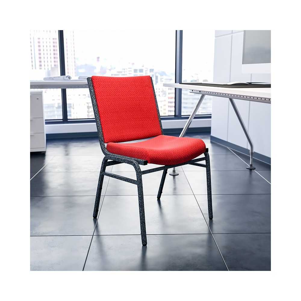 Heavy Duty Burgundy Patterned Fabric Stack Chair