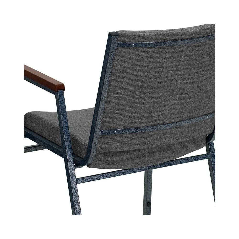 Heavy Duty Gray Fabric Stack Chair with Arms