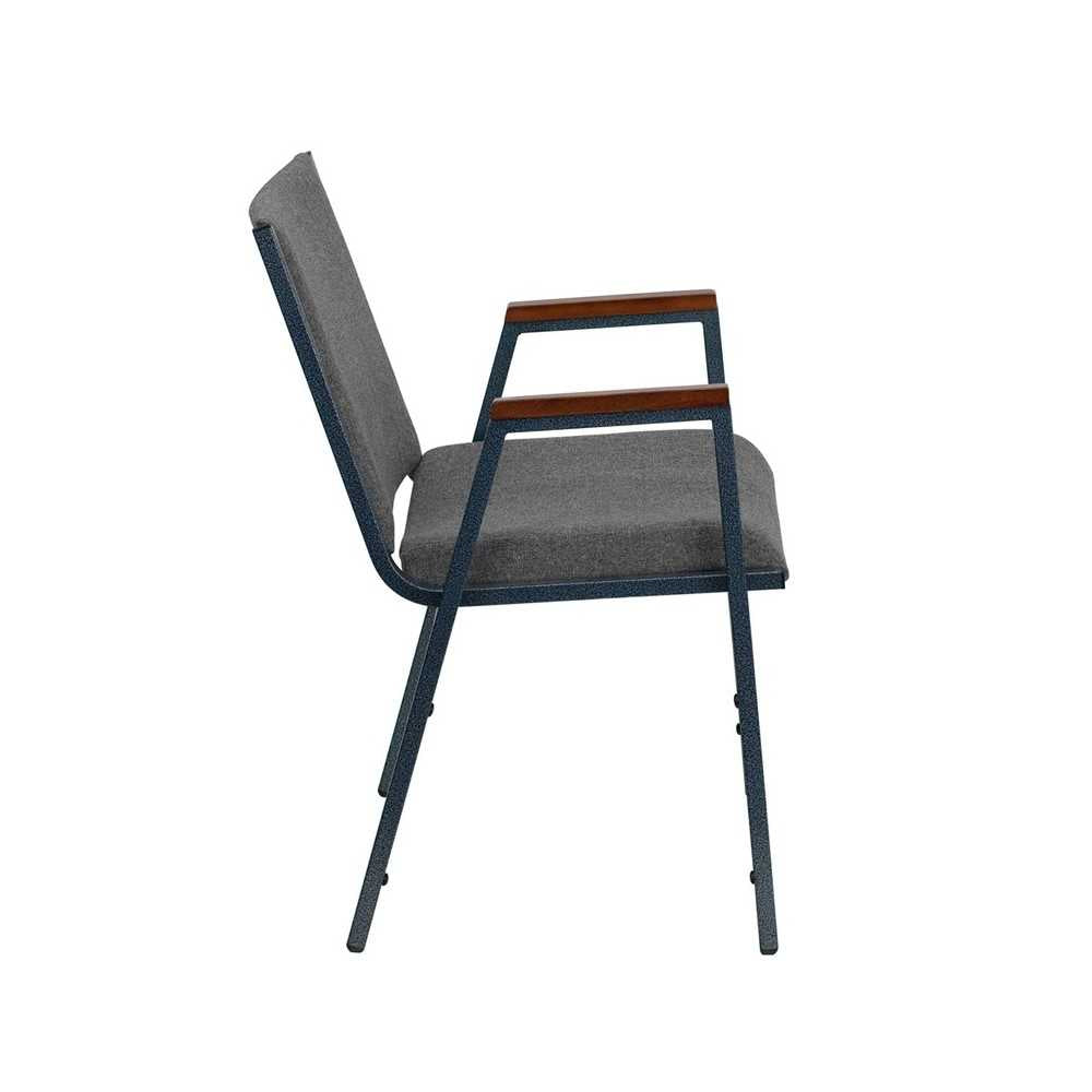 Heavy Duty Gray Fabric Stack Chair with Arms