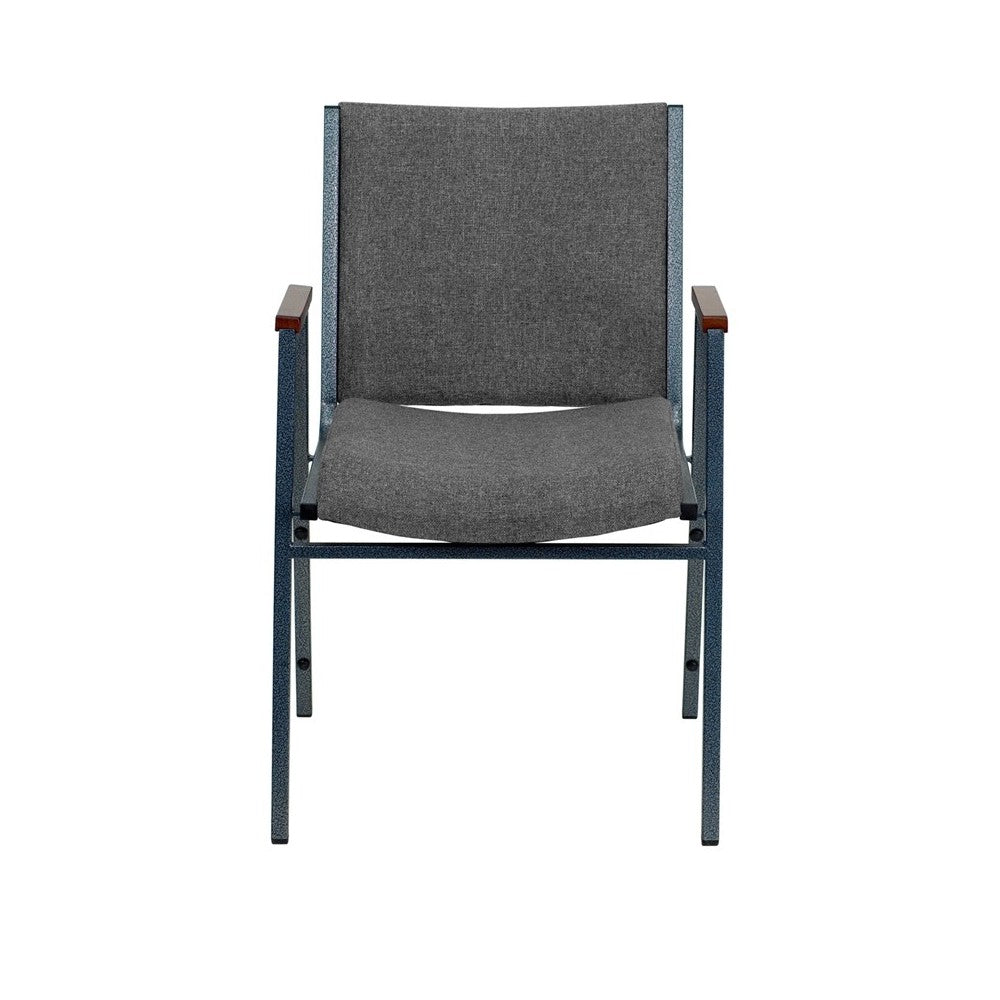 Heavy Duty Gray Fabric Stack Chair with Arms