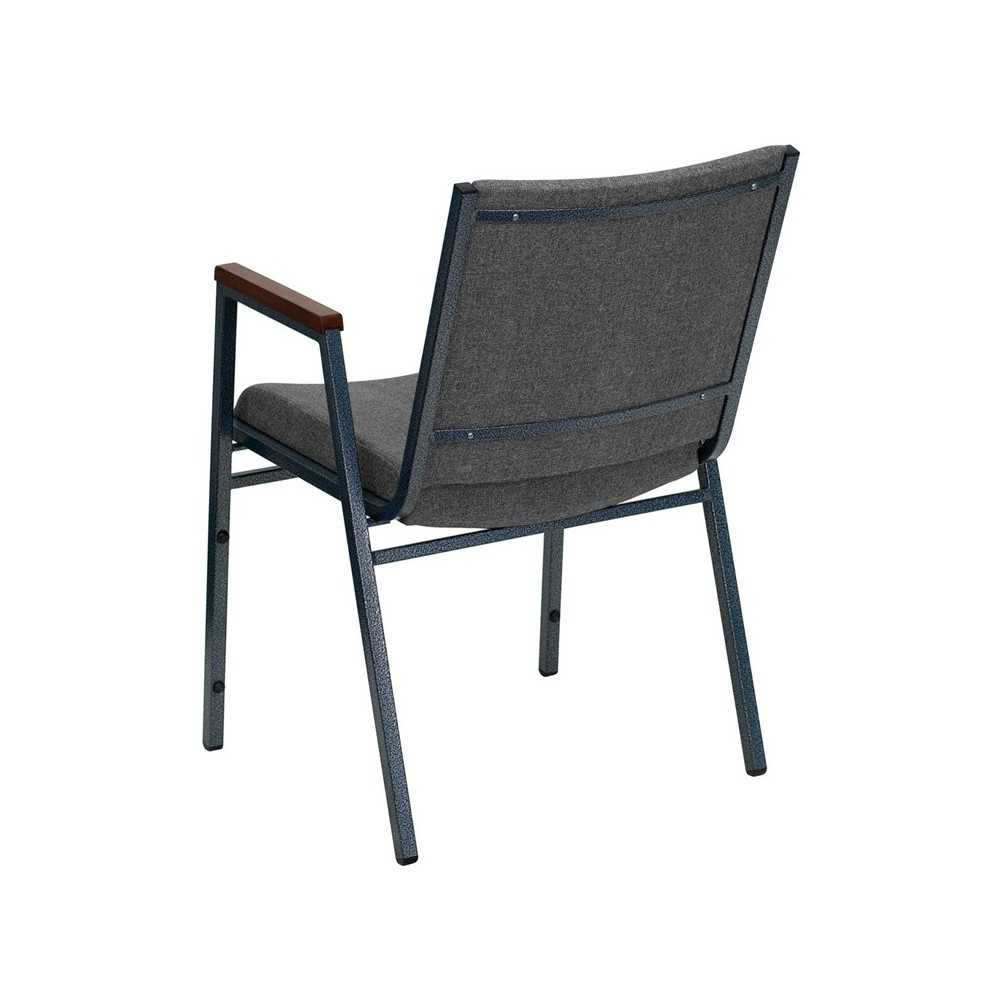 Heavy Duty Gray Fabric Stack Chair with Arms