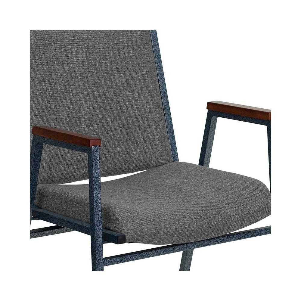 Heavy Duty Gray Fabric Stack Chair with Arms