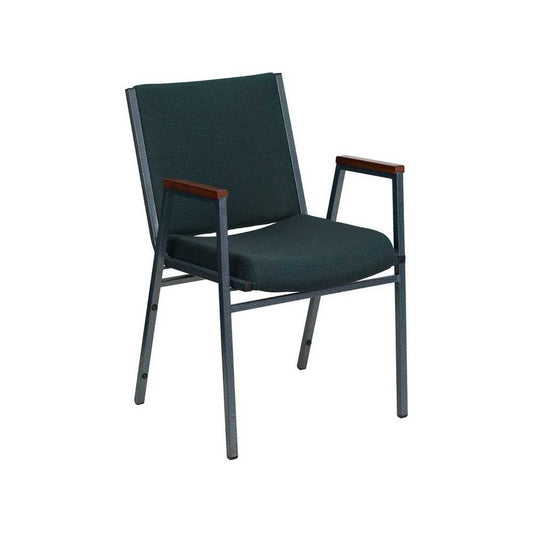 Heavy Duty Green Patterned Fabric Stack Chair with Arms