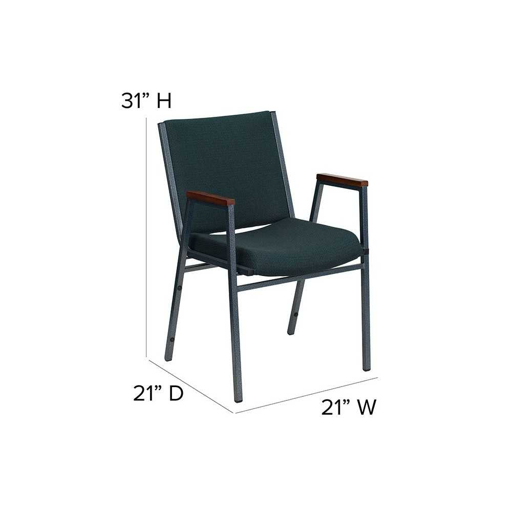 Heavy Duty Green Patterned Fabric Stack Chair with Arms
