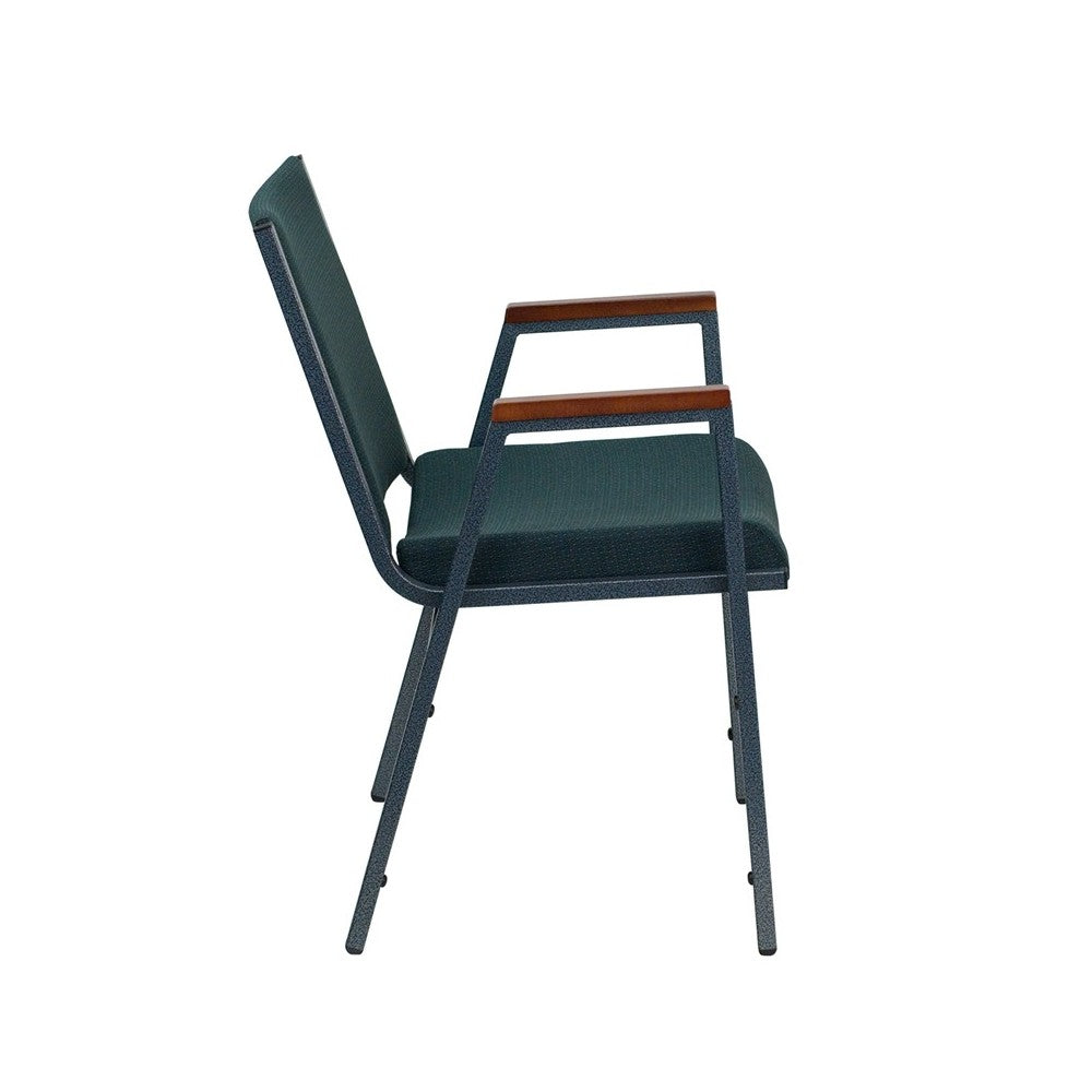 Heavy Duty Green Patterned Fabric Stack Chair with Arms