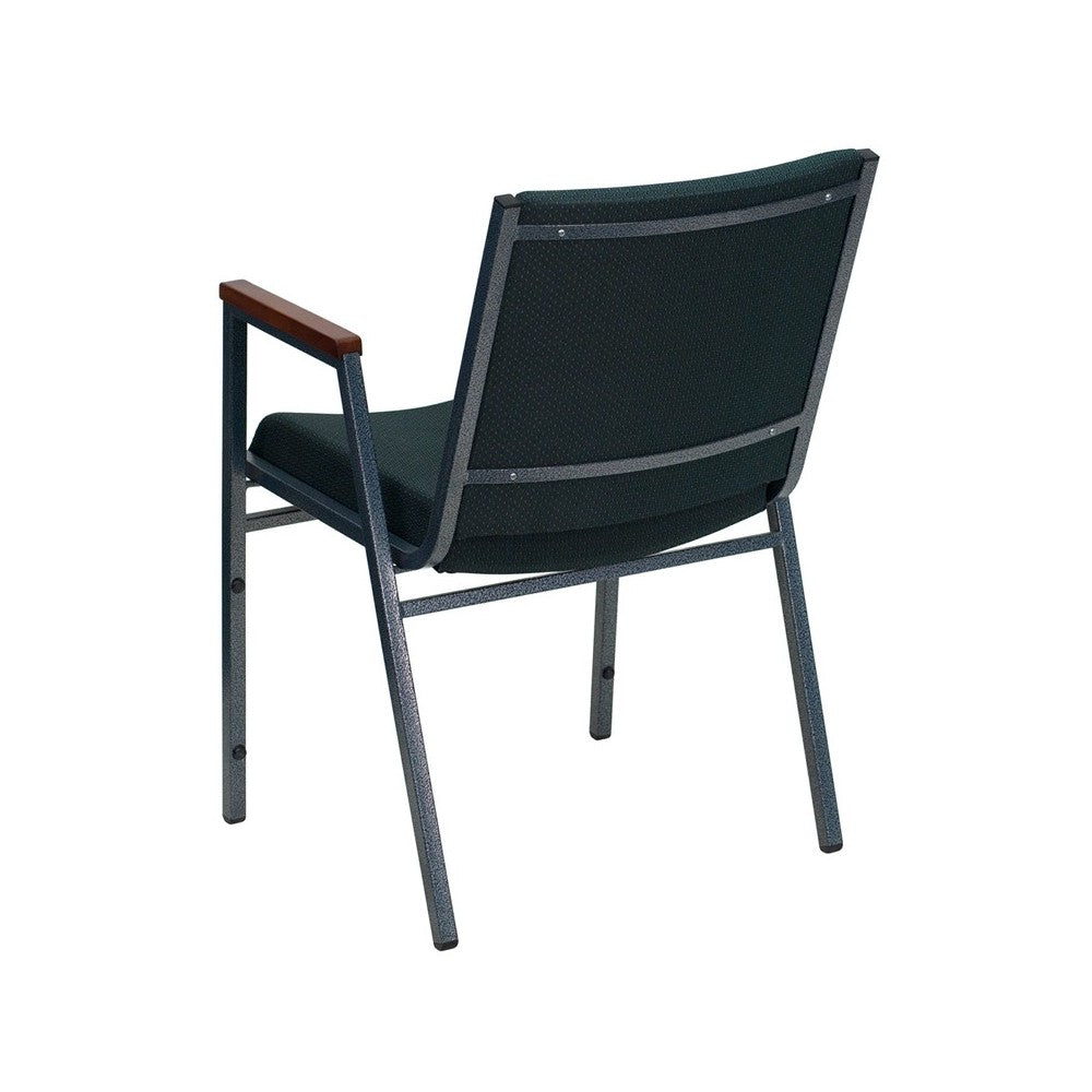Heavy Duty Green Patterned Fabric Stack Chair with Arms
