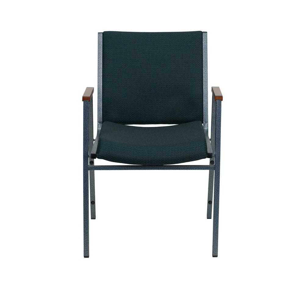 Heavy Duty Green Patterned Fabric Stack Chair with Arms