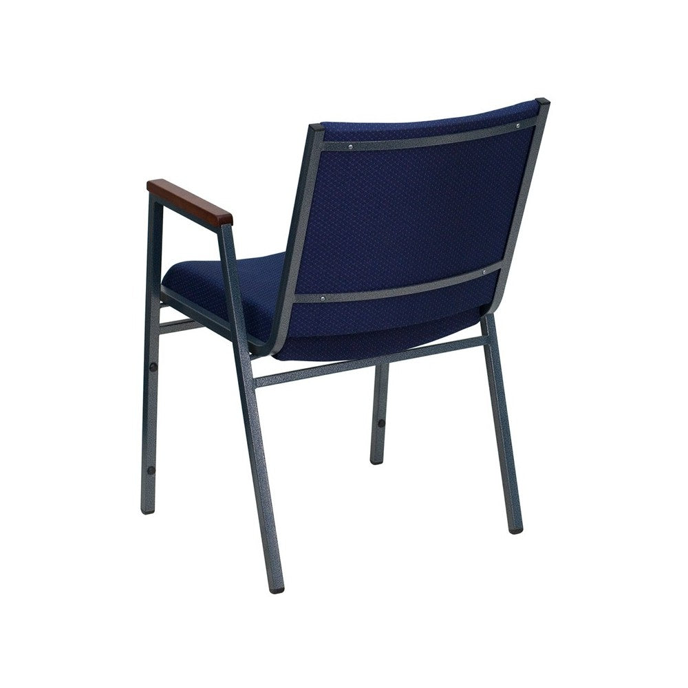 Heavy Duty Navy Blue Dot Fabric Stack Chair with Arms