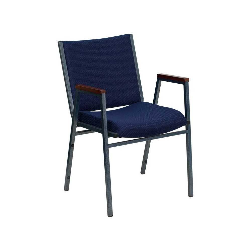 Heavy Duty Navy Blue Dot Fabric Stack Chair with Arms