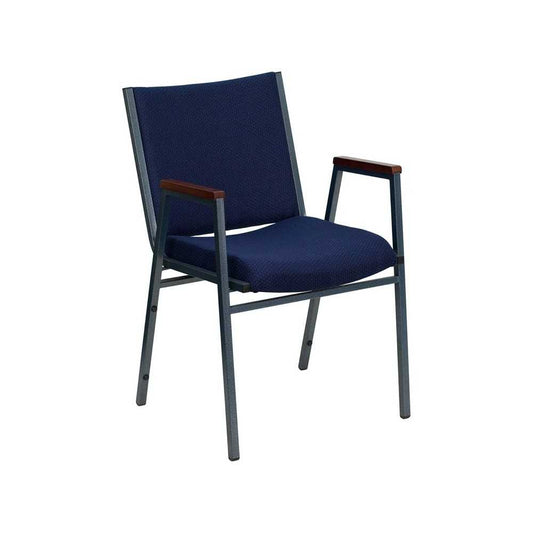 Heavy Duty Navy Blue Dot Fabric Stack Chair with Arms