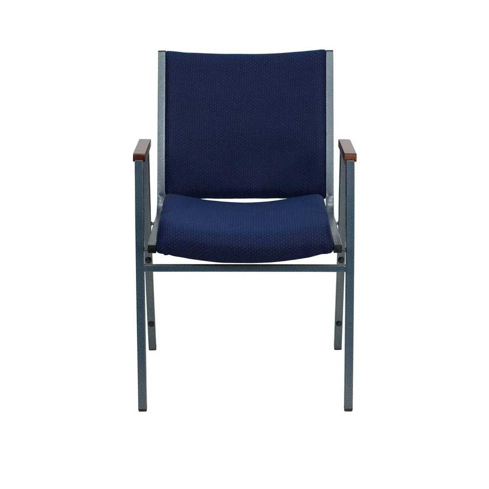 Heavy Duty Navy Blue Dot Fabric Stack Chair with Arms
