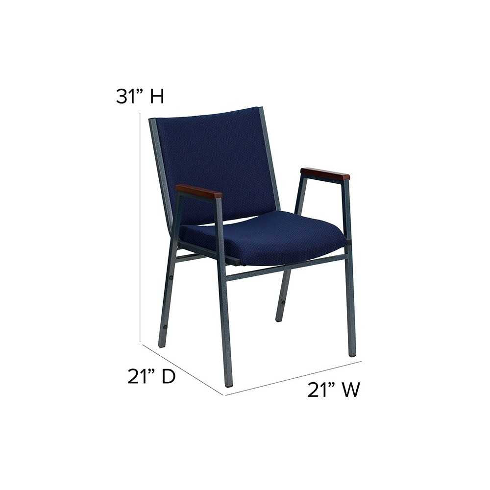 Heavy Duty Navy Blue Dot Fabric Stack Chair with Arms