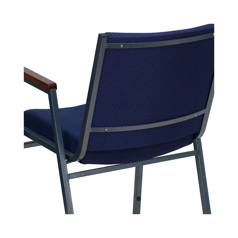 Heavy Duty Navy Blue Dot Fabric Stack Chair with Arms