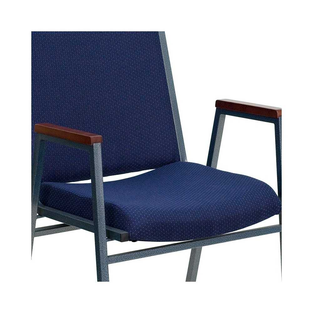 Heavy Duty Navy Blue Dot Fabric Stack Chair with Arms